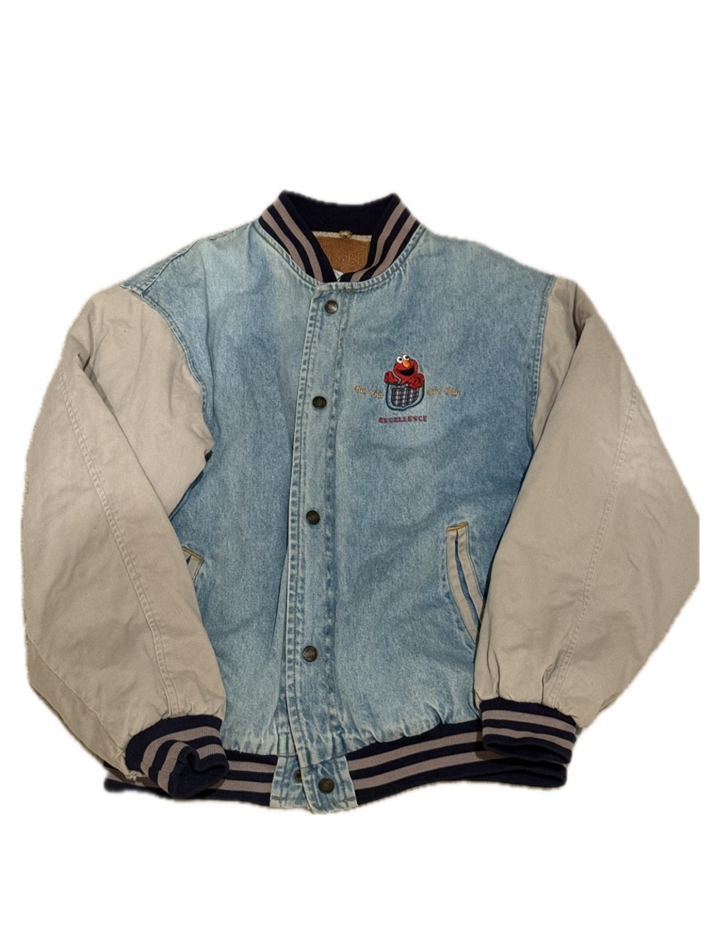 Vintage Adult Sesame Street Varsity Jean Jacket